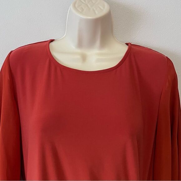 Coco Bianco Burnt Orange Knot Front Blouse Size M - Picture 2 of 6